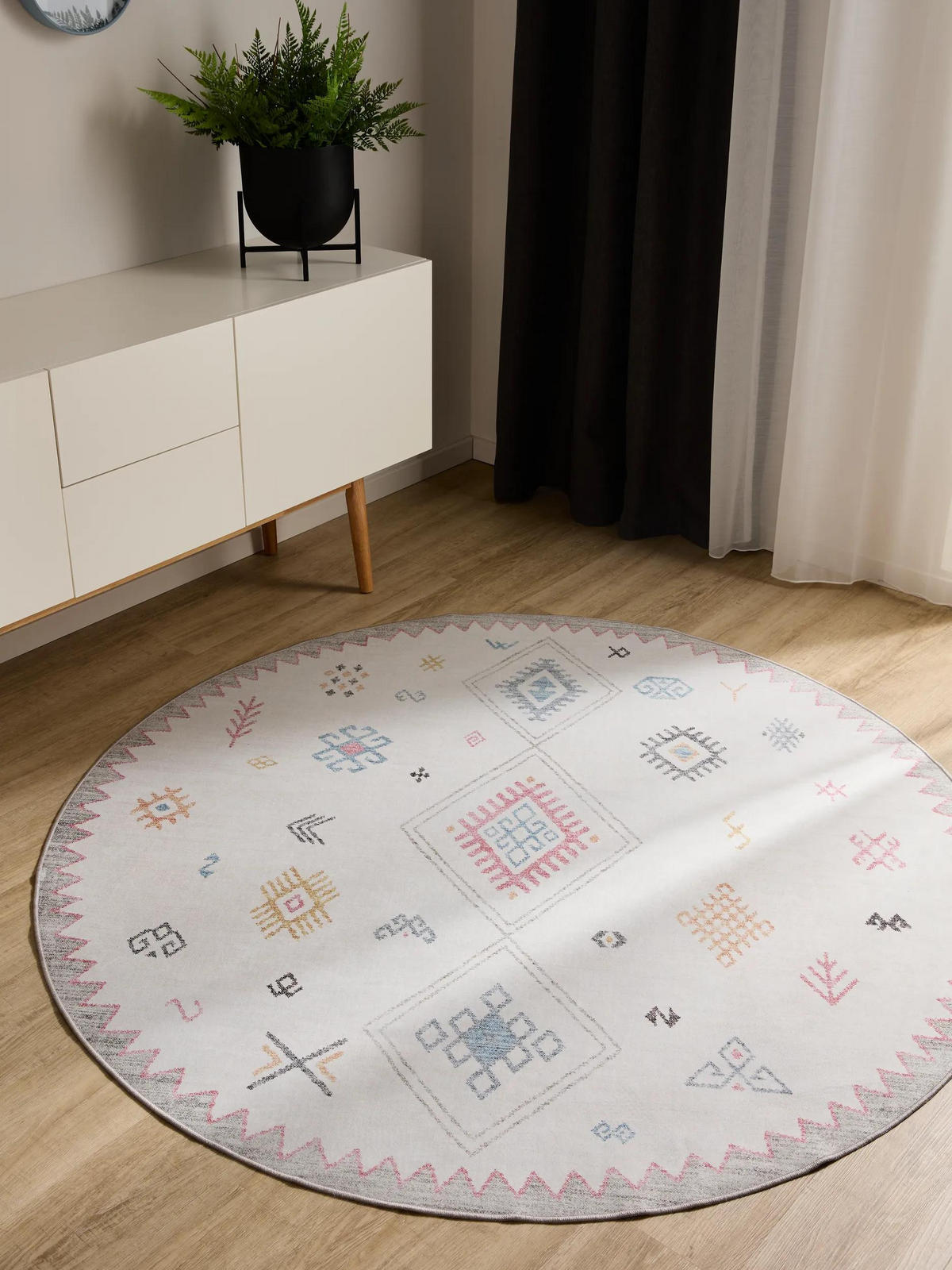 VINTAGE-TEPPICH George waschbar ø 120 cm rund - Multicolor, Kunststoff (120/120cm) - benuta