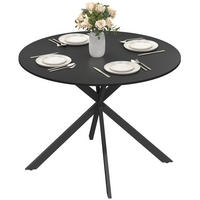 ESSTISCH DE-08427 Industriestil mit X-Stahlbeinen, Schwarz - Schwarz, Holzwerkstoff (100/100/75cm) - ComfortXL