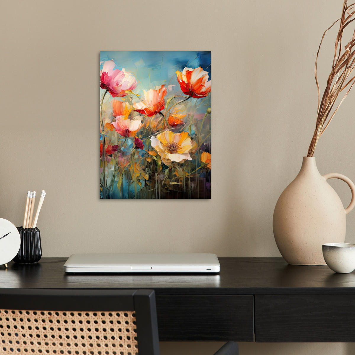 POSTER Blumen - Aquarell - Kunst - Botanisch - Natur 30x40 cm - Orange, Papier (30/40/0.1cm) - MuchoWow