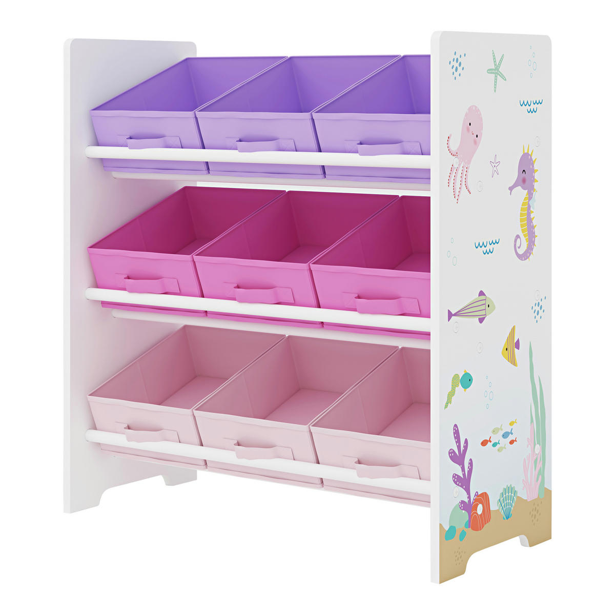 KINDERREGAL Boiro - Pink/Lila, Holzwerkstoff/Textil (62/59.5/29.5cm) - [en.casa]