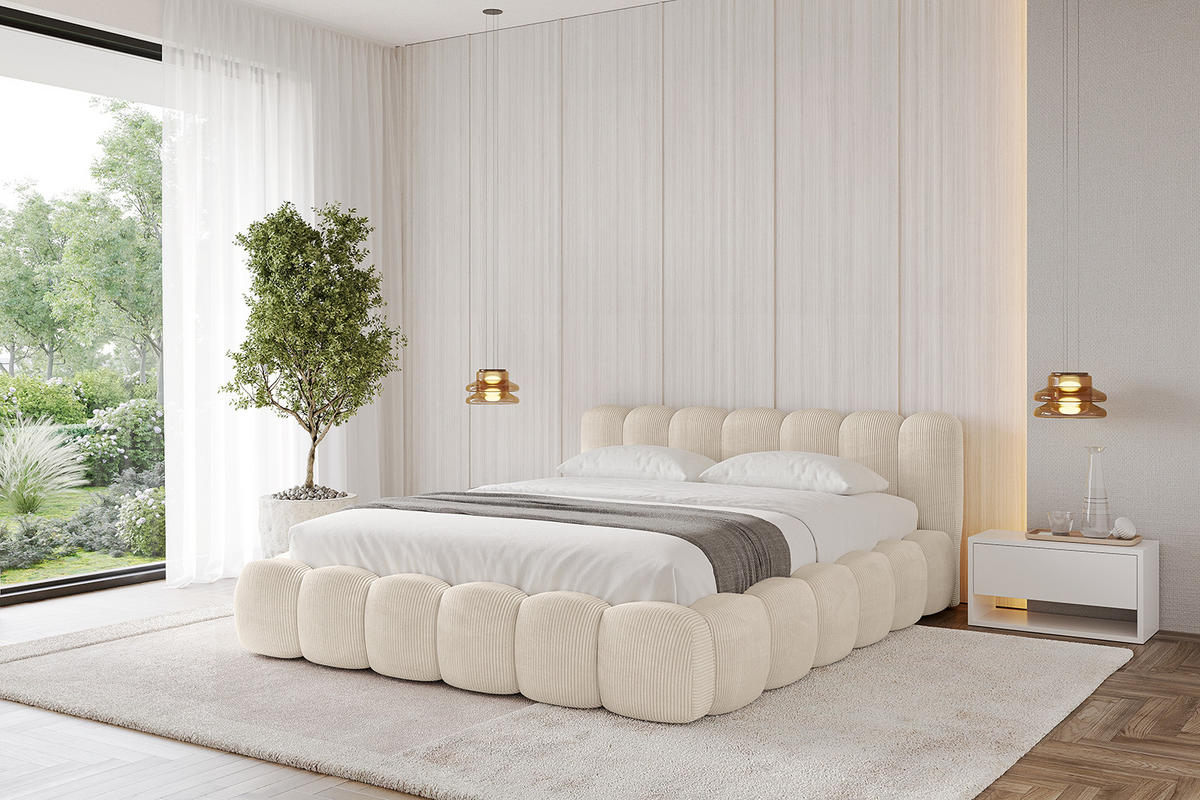 POLSTERBETT mit Bettkasten und Lattenrost, Boxbett ohne Matratze - SENA-v1 180x200 Beige - Beige, Holzwerkstoff/Textil (180/200cm) - ALTDECOR
