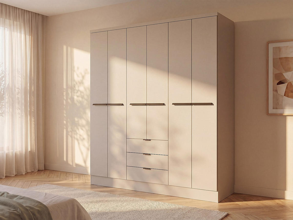 KLEIDERSCHRANK - 180 cm x 46.5 cm - holz - beige Peroli - Beige, Holz (180/206/46.5cm) - Vente-Unique