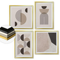 WANDBILDER 4er Set - 50x50 cm & 40x60 cm Goldrahmen - Abstrakte geometrische Muster - Goldfarben, Kunststoff (50/50cm) - ArtPrintCave