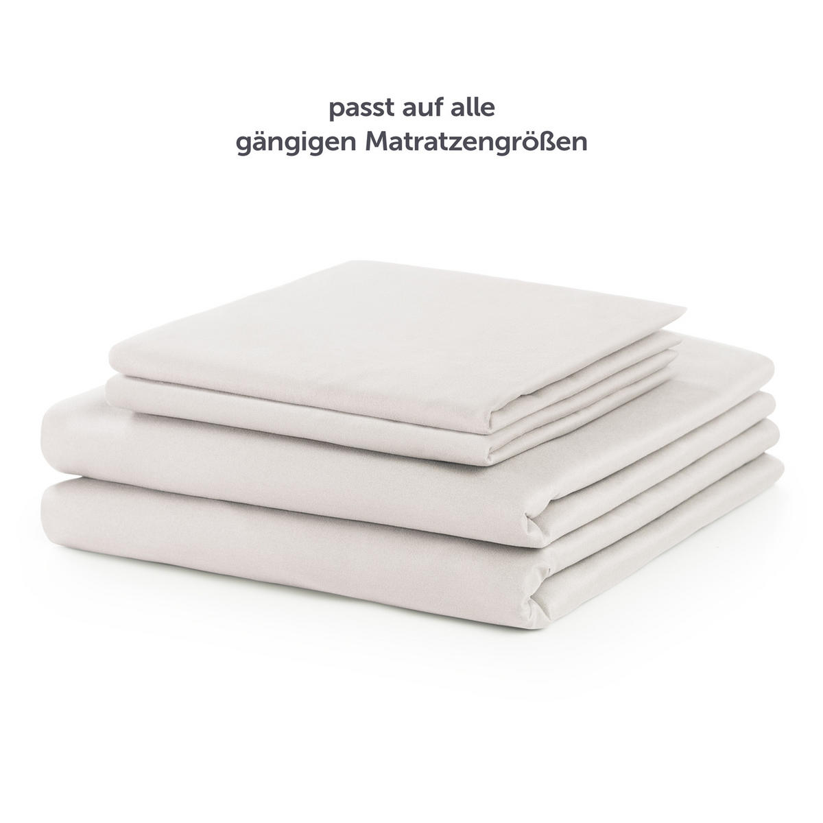 BETTLAKEN 3er Set - Spannbettlaken 180x200x30cm 2X Kissenbezug 50x80cm - Moonlight Grey - Hellgrau, Textil (180/200cm)