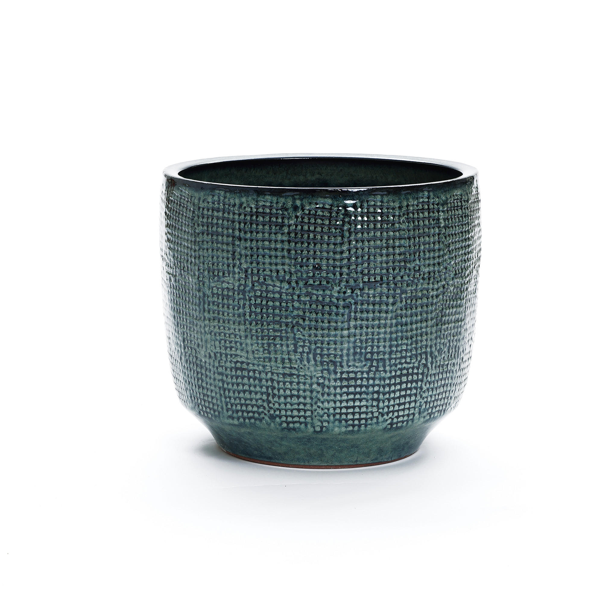 ÜBERTOPF Keramik Graugrün 40x36cm - Dunkelgrün, Keramik (34cm) - Hometopia