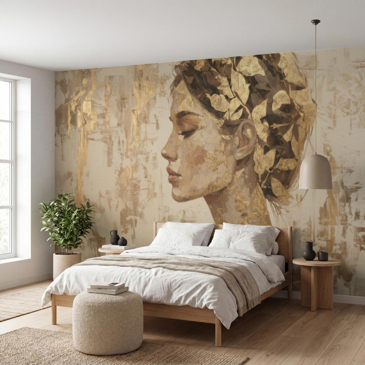 TAPETE - Frau - Gold - Abstrakt - Textur - 400x200 cm - Goldfarben, Papier (400/200cm) - OnlyWow