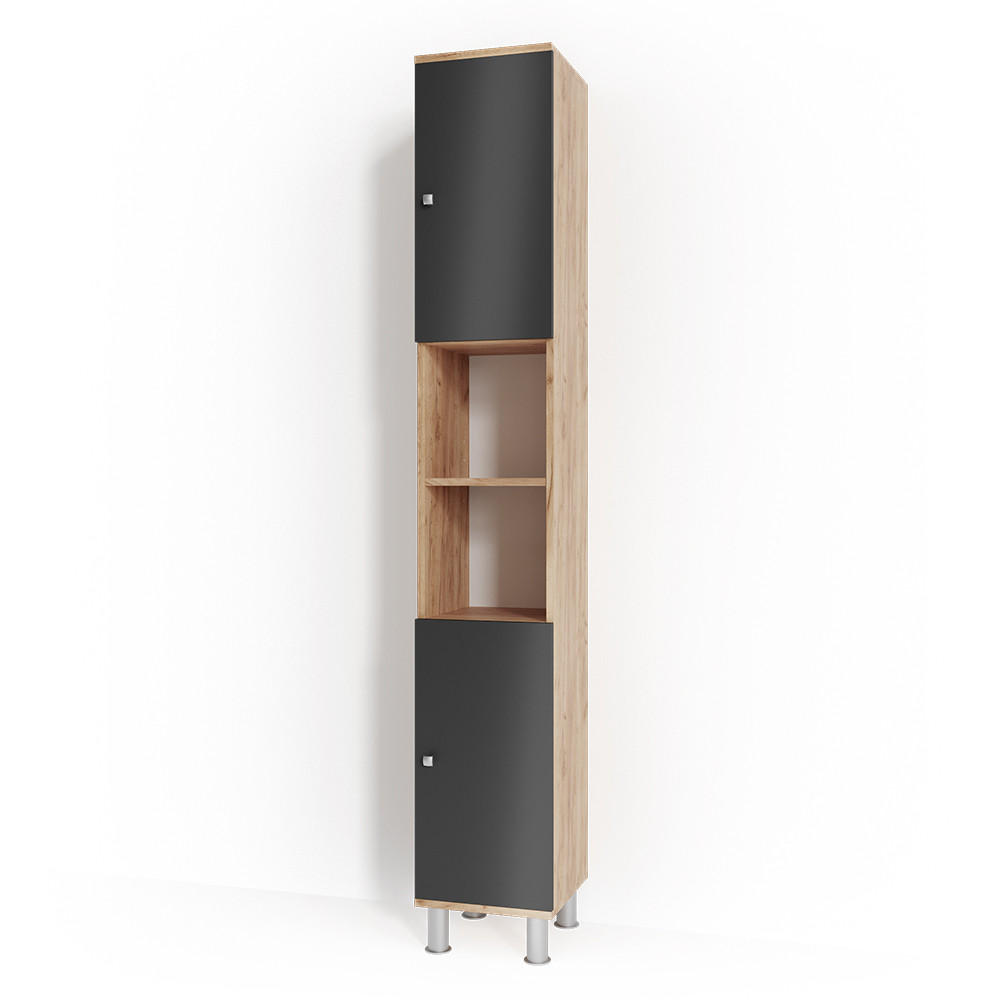 BADSCHRANK Fynn Eiche 30 x 190 cm - Eichefarben/Braun, Holzwerkstoff (30/190/30cm) - Vicco