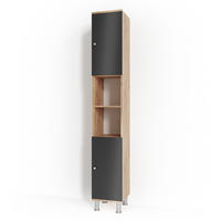 BADSCHRANK Fynn Eiche 30 x 190 cm - Eichefarben/Anthrazit, Holzwerkstoff (30/190/30cm) - Vicco