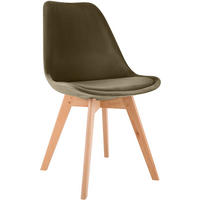 STUHL Samt dunkelbraun - Eukalyptusholzfarben/Dunkelbraun, Holz/Textil (49/83/50cm) - CLP