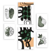POSTER Set Mit 6 Balmy Greens In Blume Zusammenfassung A3 & A4 Rahmenlos - Klar, Papier (29/3cm) - Nacnic
