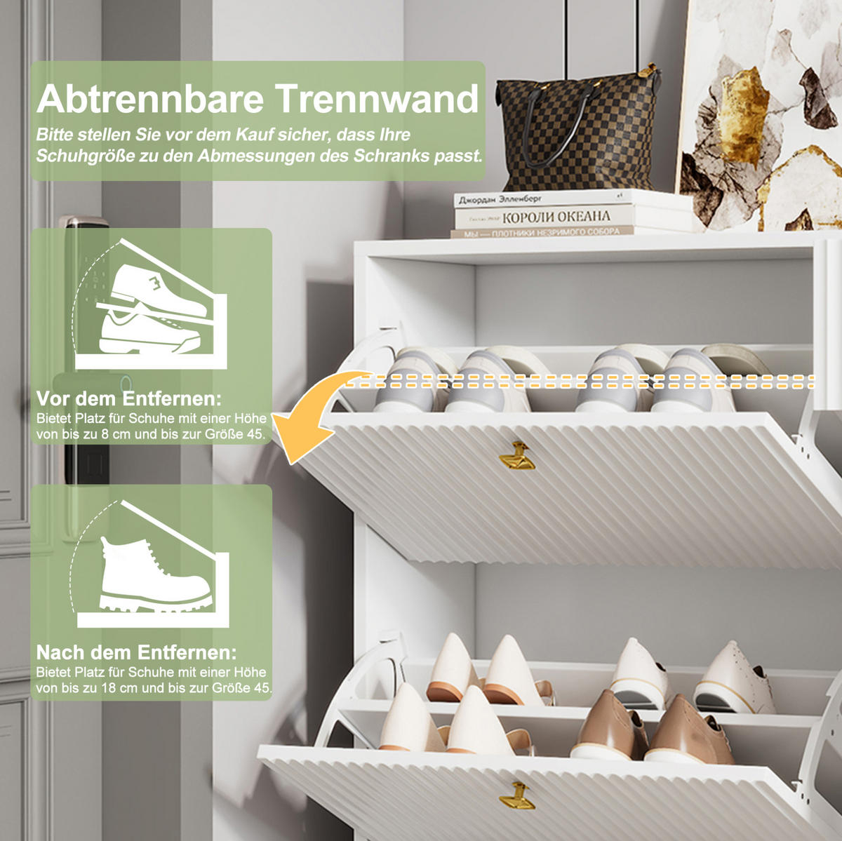 SCHUHSCHRANK 90/121/25 cm Weiß aus Holzwerkstoff und Metall mit 3 Klappen - Weiß, Holzwerkstoff (90/121/25cm) - OKMYHOME