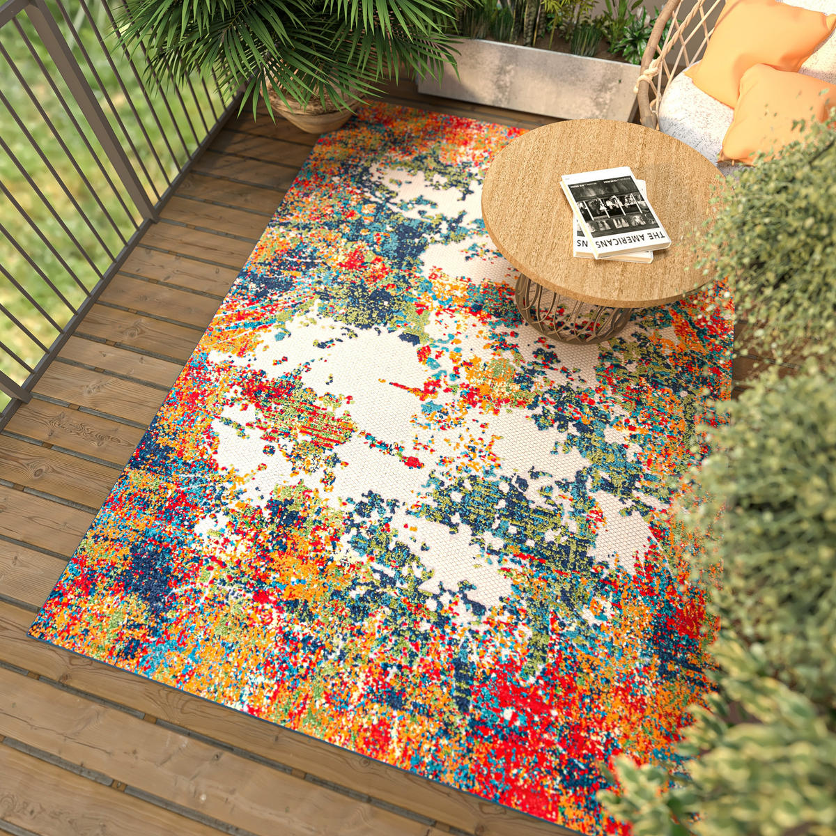 TEPPICH In-Outdoor Bunte Abstrakt - Kurzflor Rechteckig - 140 x 200 cm - Multicolor, Textil (140/200cm) - Mazovia
