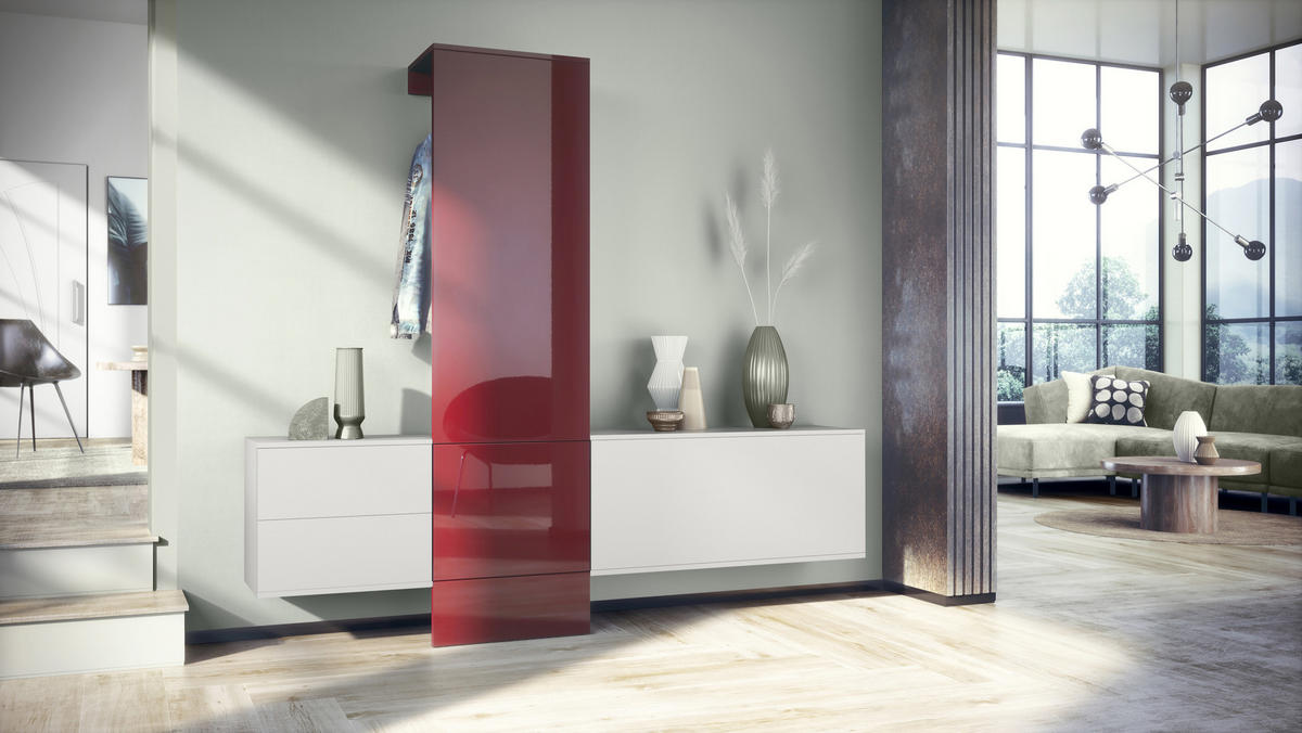 GARDEROBE DualVista Bordeaux Hochglanz - Bordeaux, Holzwerkstoff (208/193/35cm) - Vladon