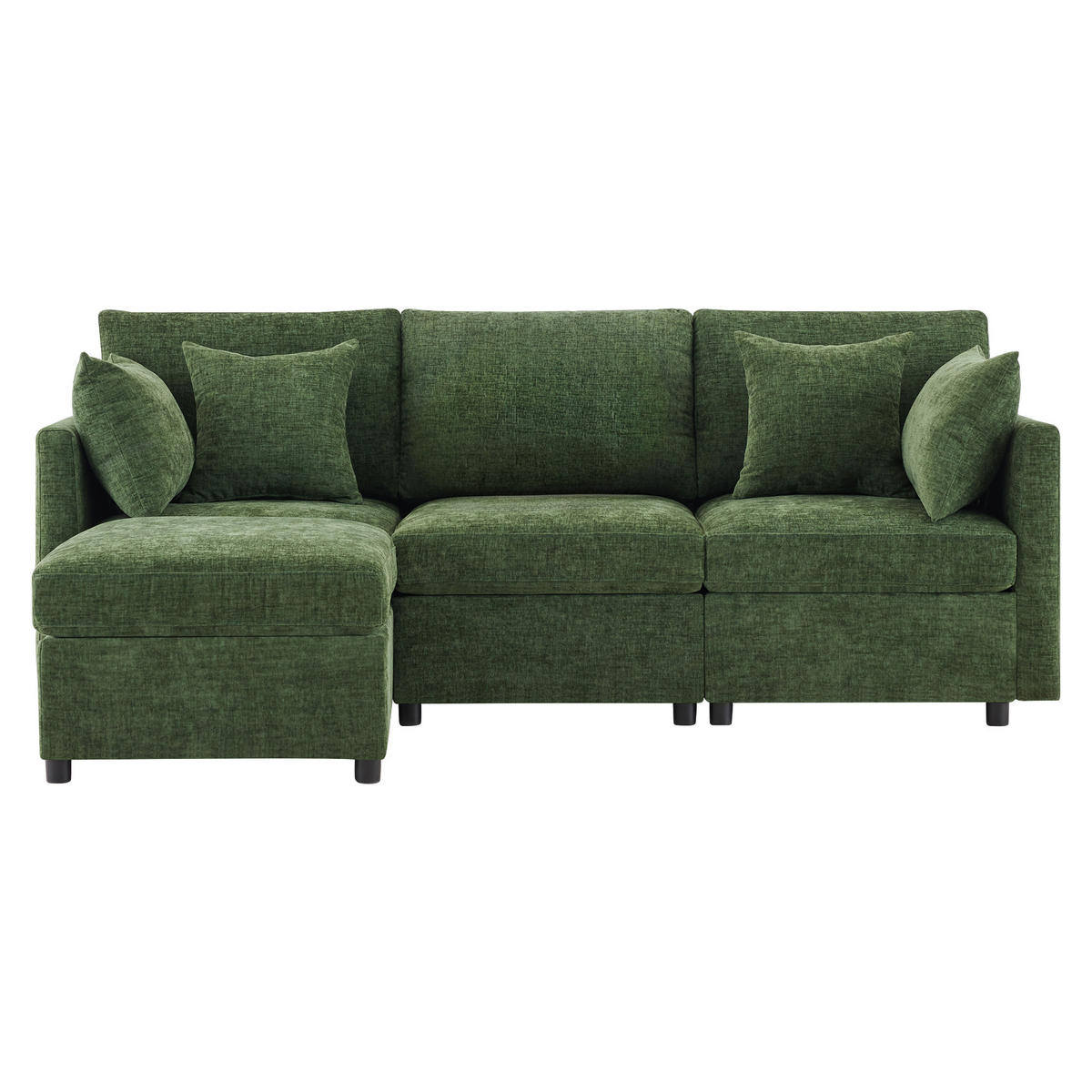 ECKSOFA 216/161/81 cm Grün mit beweglicher Fußhocker - Grün, Textil (216/161cm) - Oxeza