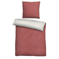 BETTWÄSCHE-GARNITUR Biber Melange UNI chili, 155x200 cm + 80x80 cm - Rot, Textil (155/200cm) - biberna