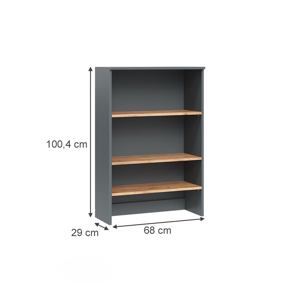 BADSCHRANK Viktor Anthrazit/Goldkraft Eiche 68 x 100.4 cm mit offenen Regalen - Honigeiche/Anthrazit, Holzwerkstoff (68/100.4/29cm) - Vicco