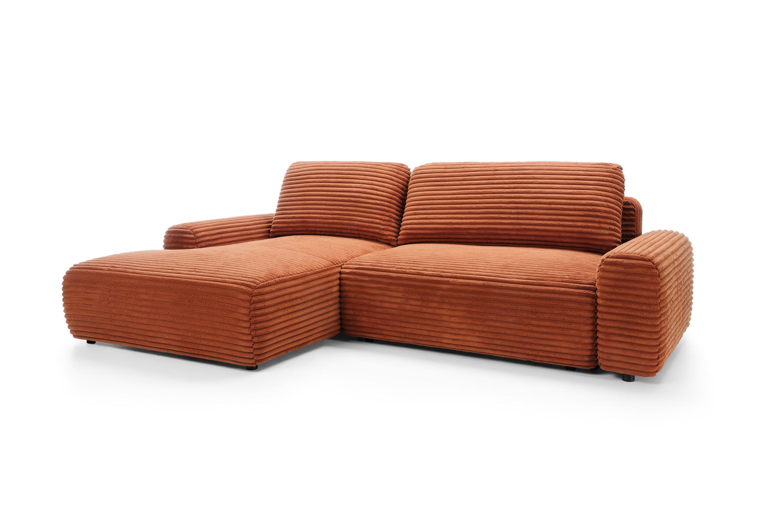 ECKSOFA Cordina Orange, mit Schlaffunktion und Bettzeugbehälter, linke seite - Orange, Holzwerkstoff (264/162cm) - Bettso