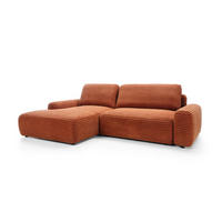 ECKSOFA Cordina Orange, mit Schlaffunktion und Bettzeugbehälter, linke seite - Orange, Holzwerkstoff (264/162cm) - Bettso