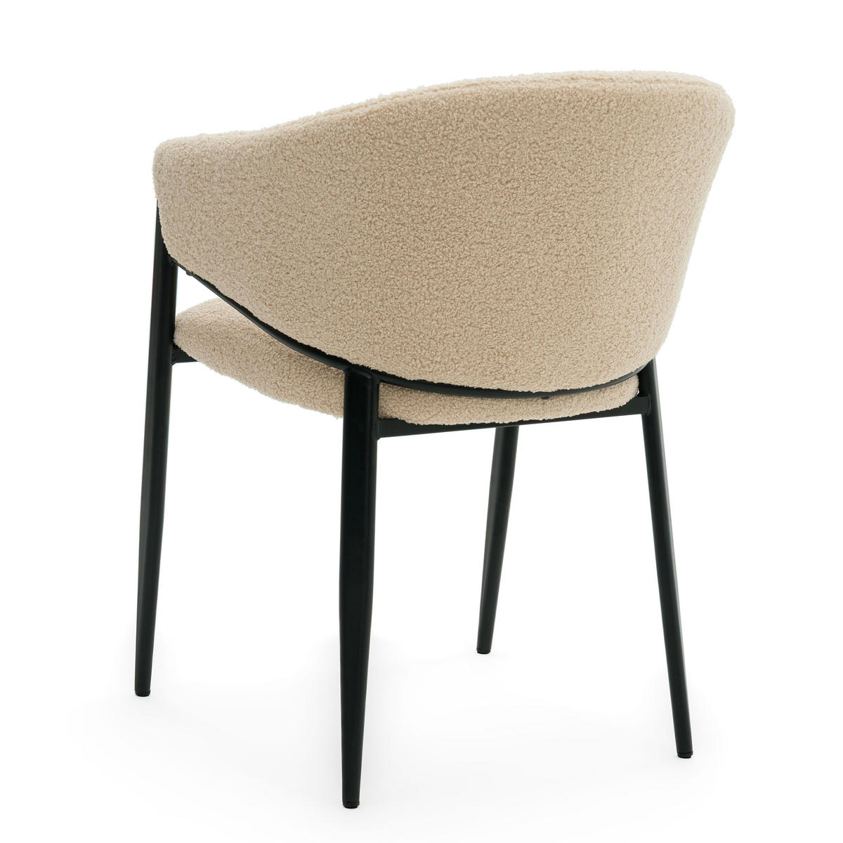 STUHL BUENO gespolsterter - dunkelbeige - Glamour Boucle Teddy - Beige/Schwarz, Textil/Metall (57/81/59cm) - NEW HOME