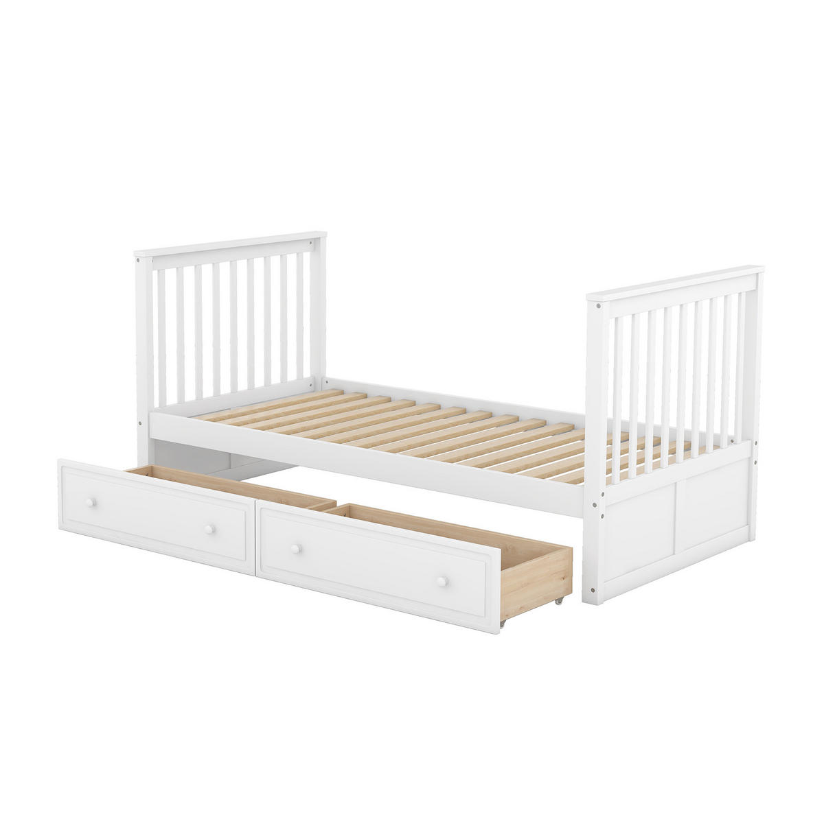 ETAGENBETT 90/200 cm aus Kiefer mit 2 Schubladen und Umbaufunktion Weiß - Weiß, Holz (140/200cm) - Modenvie