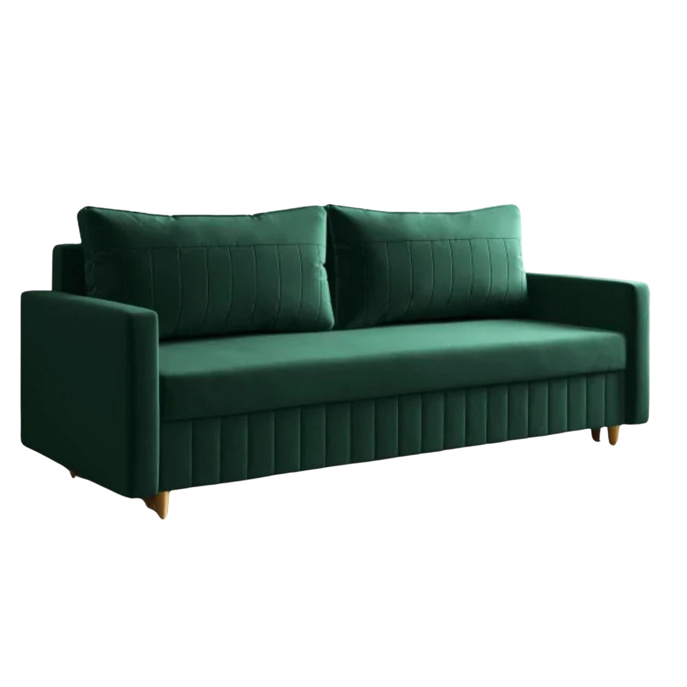 SCHLAFSOFA MARO, Sofa mit Schlaffunktion und Bettkasten, Farbe: Grün, Veloursstoff - Grün, Textil (217/92/85cm) - Sepro Meble