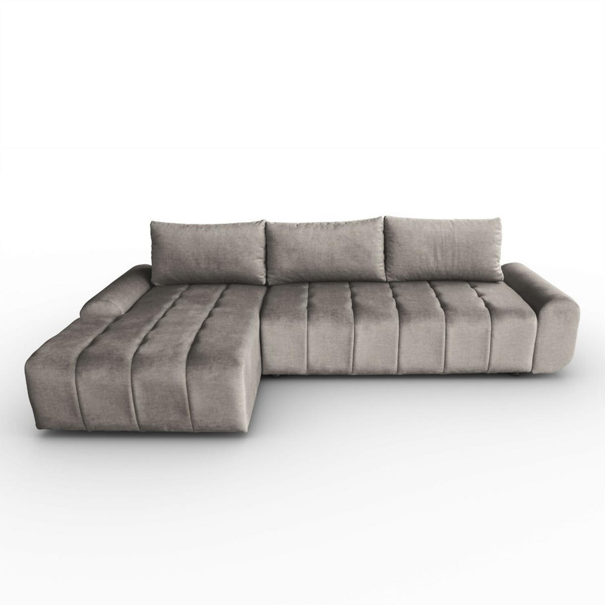 ECKSCHLAFSOFA Costa L taupe links - Taupe/Schwarz, Kunststoff/Textil (290/169cm) - Beautysofa