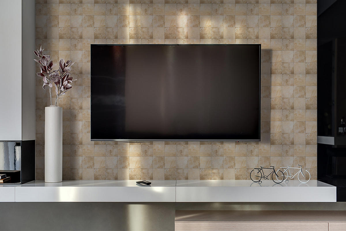 WANDPANEEL 100 x 50 cm Steinstruktur - Hellbraun/Goldfarben, Textil (100/1.6/50cm) - TULUP