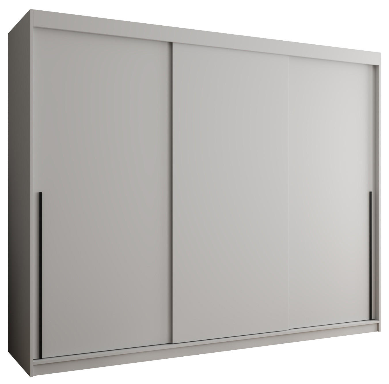 SCHIEBETÜRENSCHRANK 250 cm Breite, Weiß mit schwarzem Griff - Schwarz/Weiß, Holzwerkstoff (250/200/62cm) - Home Collective