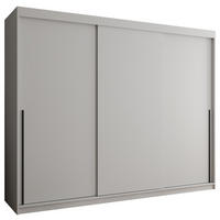 SCHIEBETÜRENSCHRANK 250 cm Breite, Weiß mit schwarzem Griff - Schwarz/Weiß, Holzwerkstoff (250/200/62cm) - Home Collective