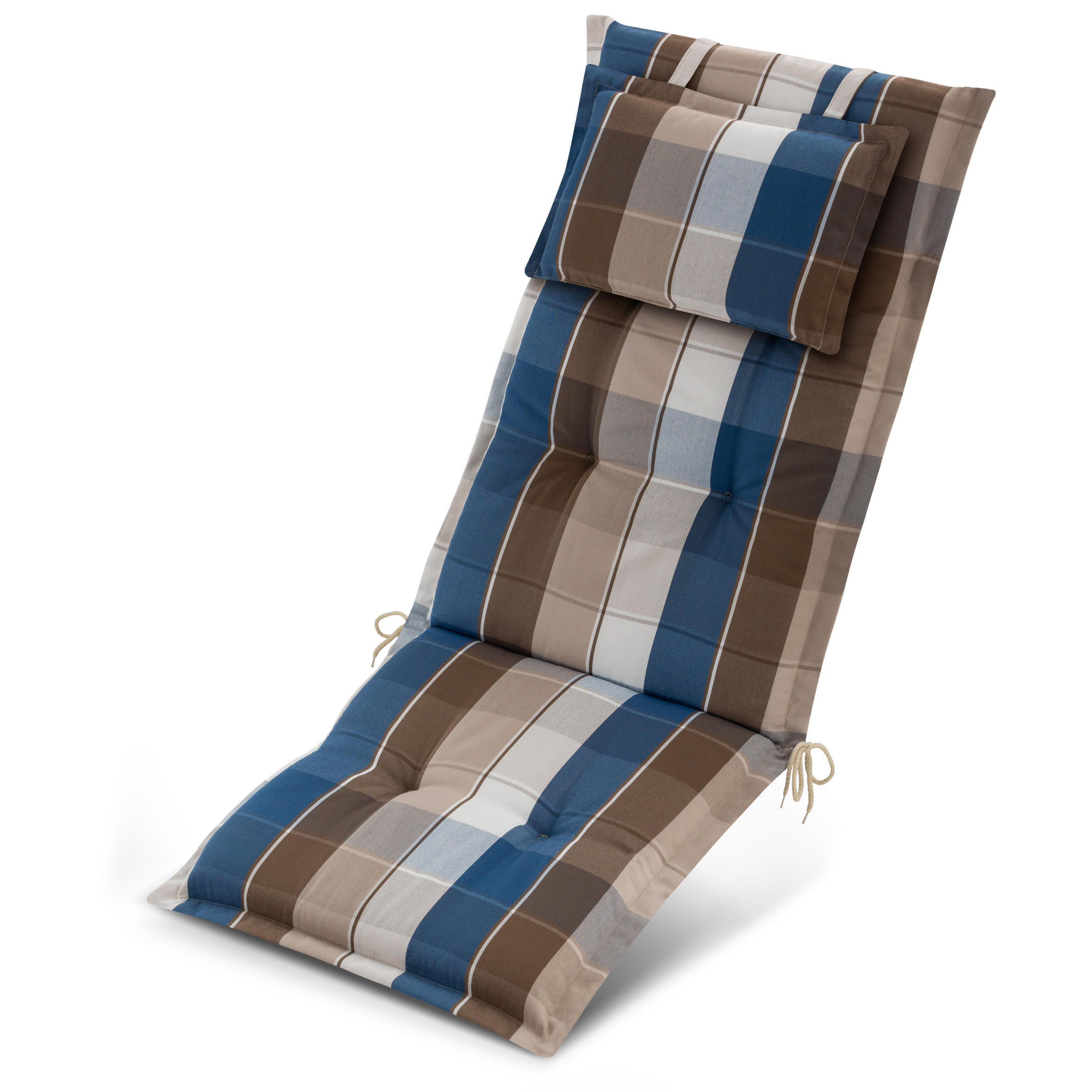 HOCHLEHNERAUFLAGEN Highlux HL 120x52x7cm Braun-Blau-Kariert - Multicolor, Textil (52/7/120cm) - Beautissu 