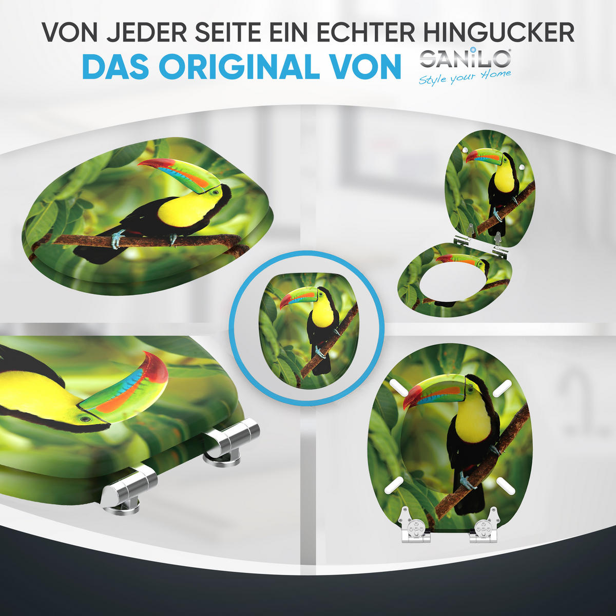 WC-SITZ mit Absenkautomatik Toucan - Grün, Holzwerkstoff (38/6/47cm) - Sanilo