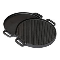 GRILLPLATTE BBQ / Backplatte aus Gusseisen Ø 30 cm – ohne Antihaftbeschichtung – beidseitig - Schwarz, Keramik (1/2/3cm) - Blackwell