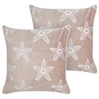 DEKOKISSEN 2er-Set Rosa 45/45 cm Ceramium - Pink/Weiß, Textil (45/45cm) - Beliani