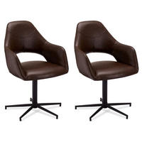 STUHL-SET 2 Stück in Kunstleder - Schwarz/Braun, Textil/Metall (59/89/64cm) - Furnhouse