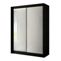 SCHRANK Schwarz PEAK Schiebetür 150 cm 150x61x215 cm - Weiß Hochglanz/Schwarz, Holzwerkstoff (150/215/61cm) - Sepro Meble