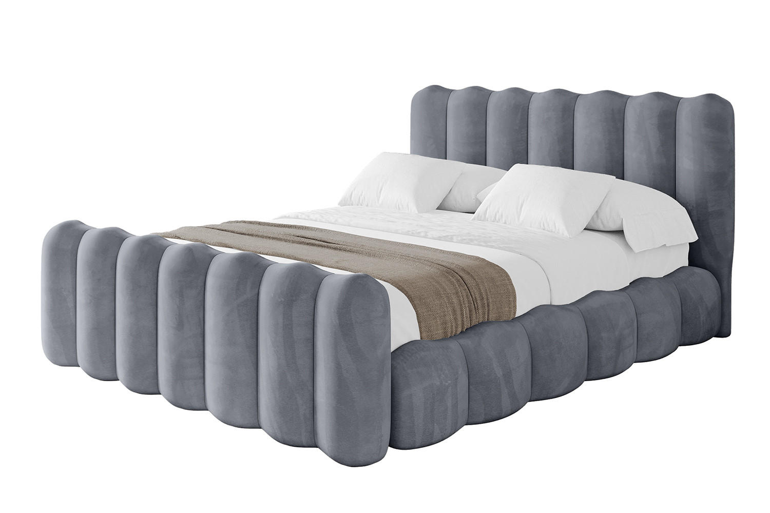 POLSTERBETT mit Bettkasten, Fußteil und Lattenrost, Boxbett ohne Matratze - SORA-Z 180x200 Grau - Grau, Holzwerkstoff/Textil (180/200cm) - ALTDECOR