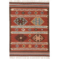 KELIM handgewebt Zohra Multicolor/Rot 200x300 cm - Rot/Multicolor, Textil (200/1cm) - KUNSTLOFT
