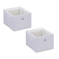 2XAUFBEWAHRUNGSBOX - Weiß, Papier/Textil (20.5/16/25cm) - Relaxdays
