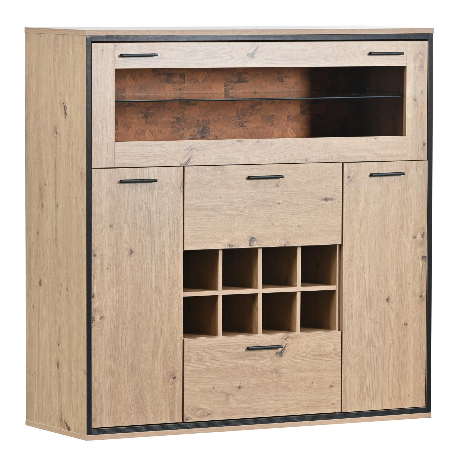 SIDEBOARD 38x110x111 cm, Glasregal, Weinfach, Naturfarben - Weiß, Holz (110/110/38cm)