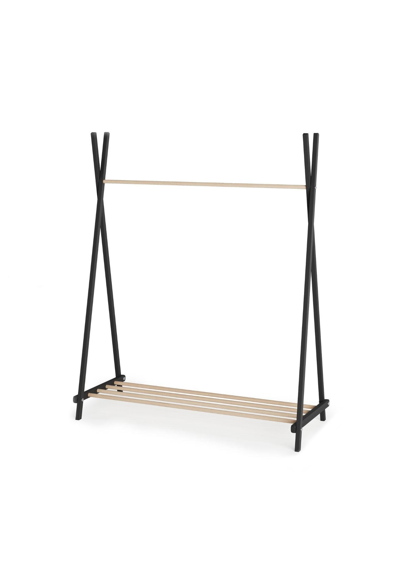 KLEIDERSTÄNDER TIDY aus Holz – offene Garderobe für Kinder- & Babyzimmer schwarz/natur - Schwarz/Naturfarben, Holz/Buchenholz (105/120/43cm) - Sämann – make a difference.