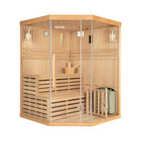TRADITIONELLE Sauna SKYLINE XL - 150 x 150 cm für 3 Personen - Naturfarben, Holz (150/200/150cm) - Home Deluxe