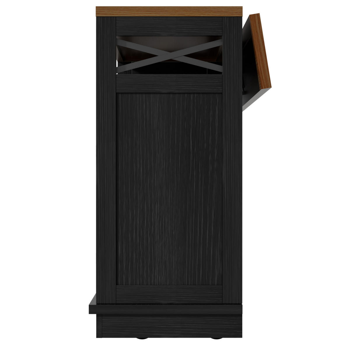 KÜCHENINSEL 118x43x98cm Schwarz mit klappbarer Platte, Schublade, Snackhalter & 5 Rollen - Schwarz, Holzwerkstoff (118/98/43cm) - Modfu