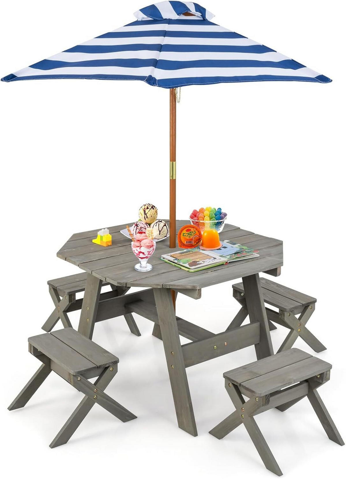 KINDERSITZGRUPPE 54cm Grau - Grau, Holz - COSTWAY