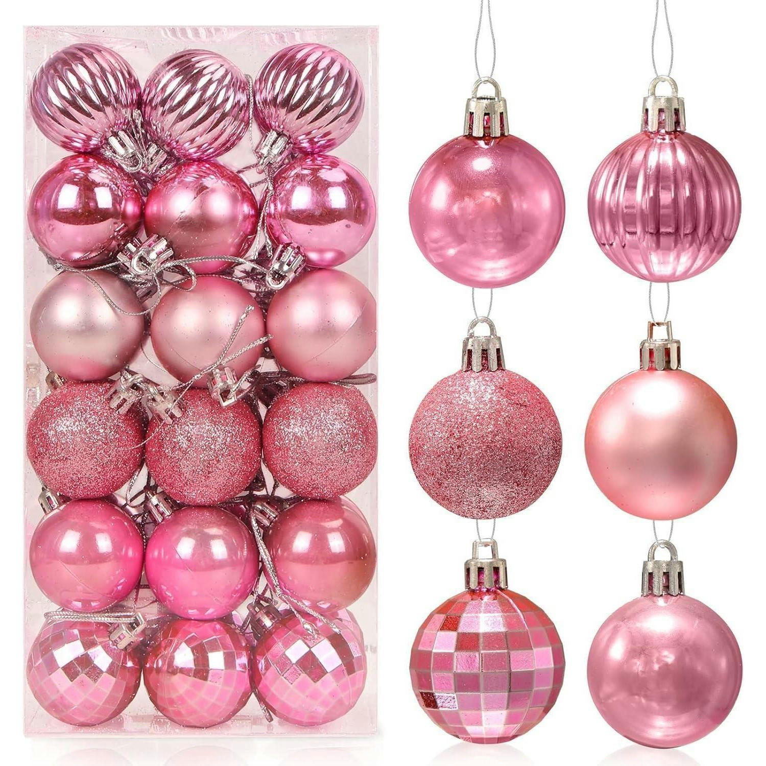 WEIHNACHTSKUGELN 36-teiliges Set Kunststoff 4 cm Rosa - Pink, Kunststoff (4/4/4cm)