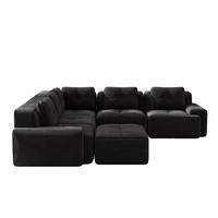 ECKSOFA modular ohne Gestell Cord Schwarz - Schwarz, Kunststoff (295/295cm) - Meubliv