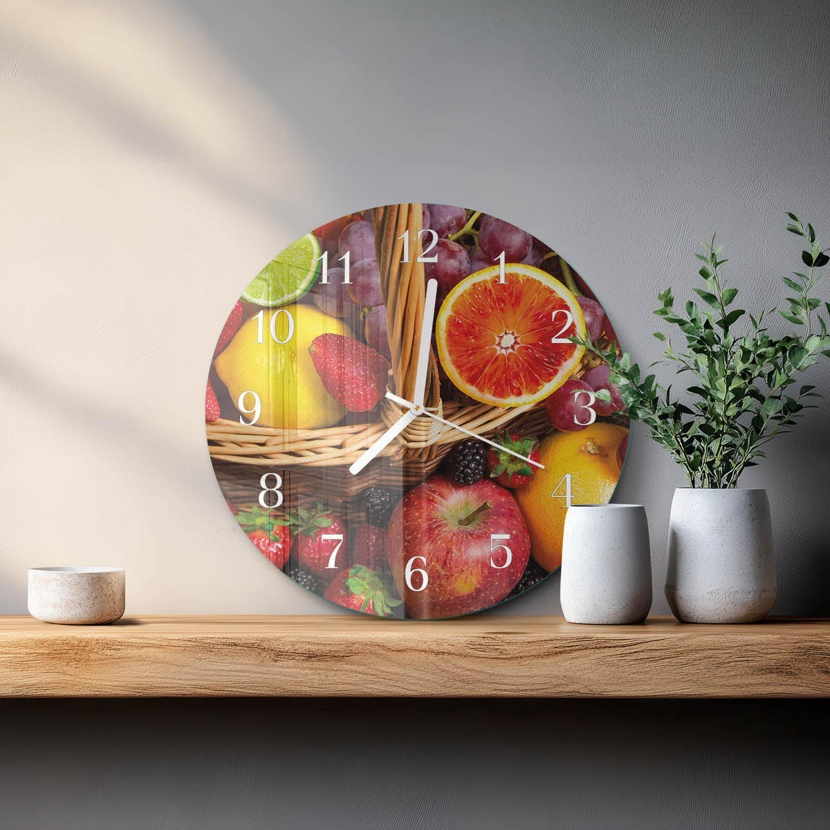 WANDUHR fi30 cm - Obst - Multicolor, Glas (30/30/0.4cm) - TULUP