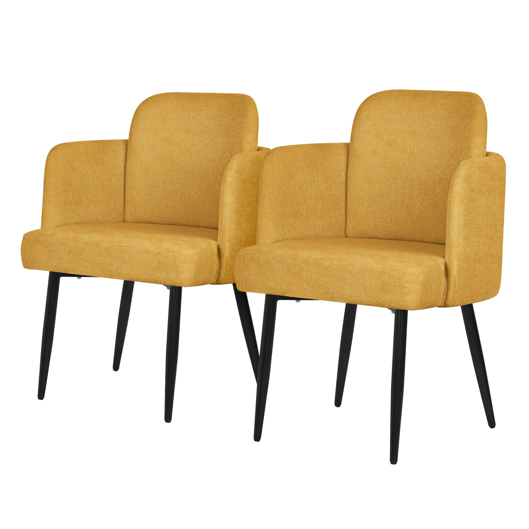 ESSZIMMERSTÜHLE 2er Set Senf mit Stoffbezug Rattan Optik - Gelb/Schwarz, Textil/Metall (59/86/59cm) - ML-DESIGN