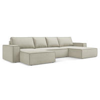 WOHNLANDSCHAFT Strukturstoff Stoff Beige - Beige/Creme, Kunststoff/Textil (398/82/185cm) - Makamii