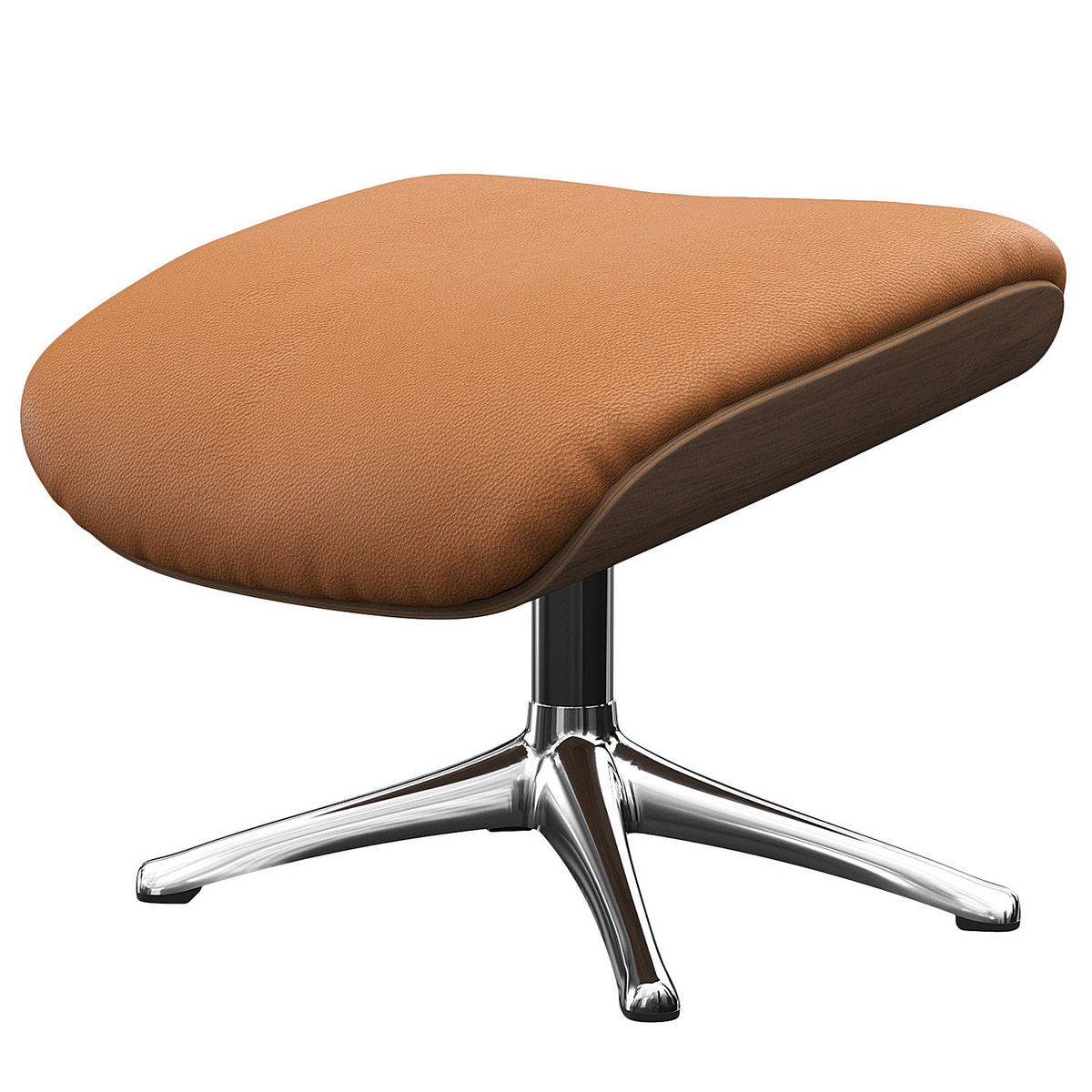 POLSTERHOCKER - Echtleder - Chromfarben/Cognac, Leder/Metall (49/39/44cm) - home24