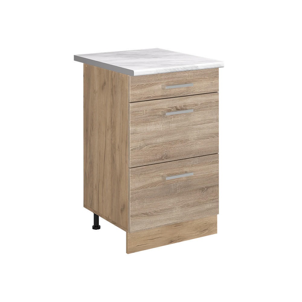 DULAP DE BAZĂ DE BUCĂTĂRIE R-Line, Sonoma/Stejar auriu, 50 cm стільниця Мармур - stejar Sonoma/culoare lemn stejar, compozit lemnos (50/81.6/60cm) - Vicco